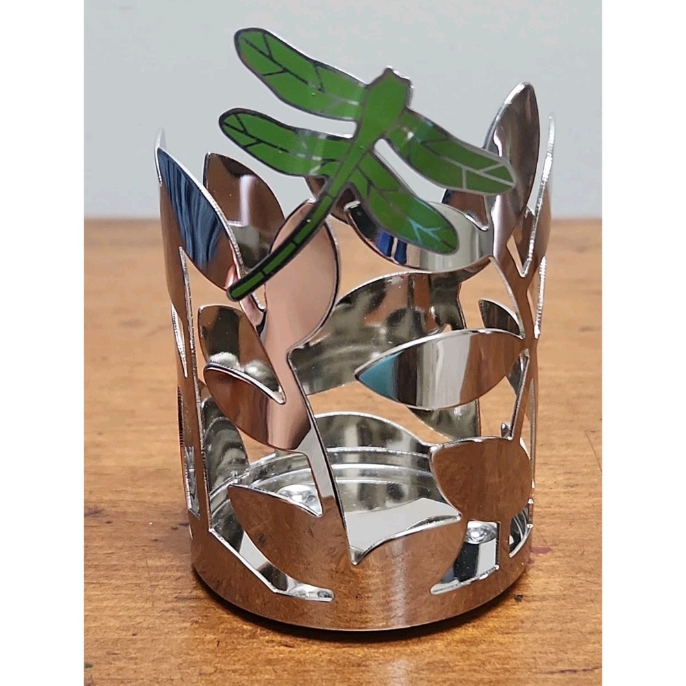 Bath & Body Works/Slatkin & Co - mini 1.6 oz Candle Holder Sleeve wi Dragonfly - Picture 1 of 8
